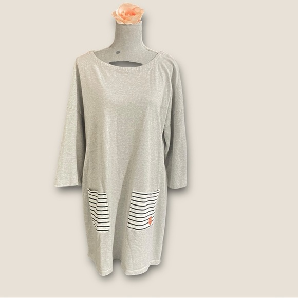 Tommy Hilfiger Gray Casual Tunic Dress Striped Pockets & Back Zipper, Size XL - Picture 1 of 12